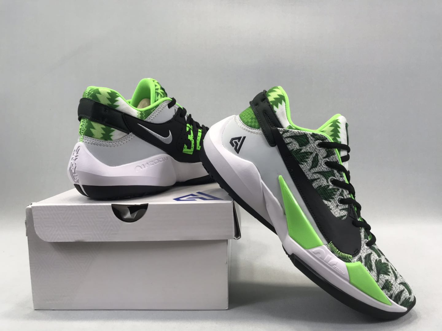 2020 Men Nike Zoom Freak II Green Black White Basketball Shoes